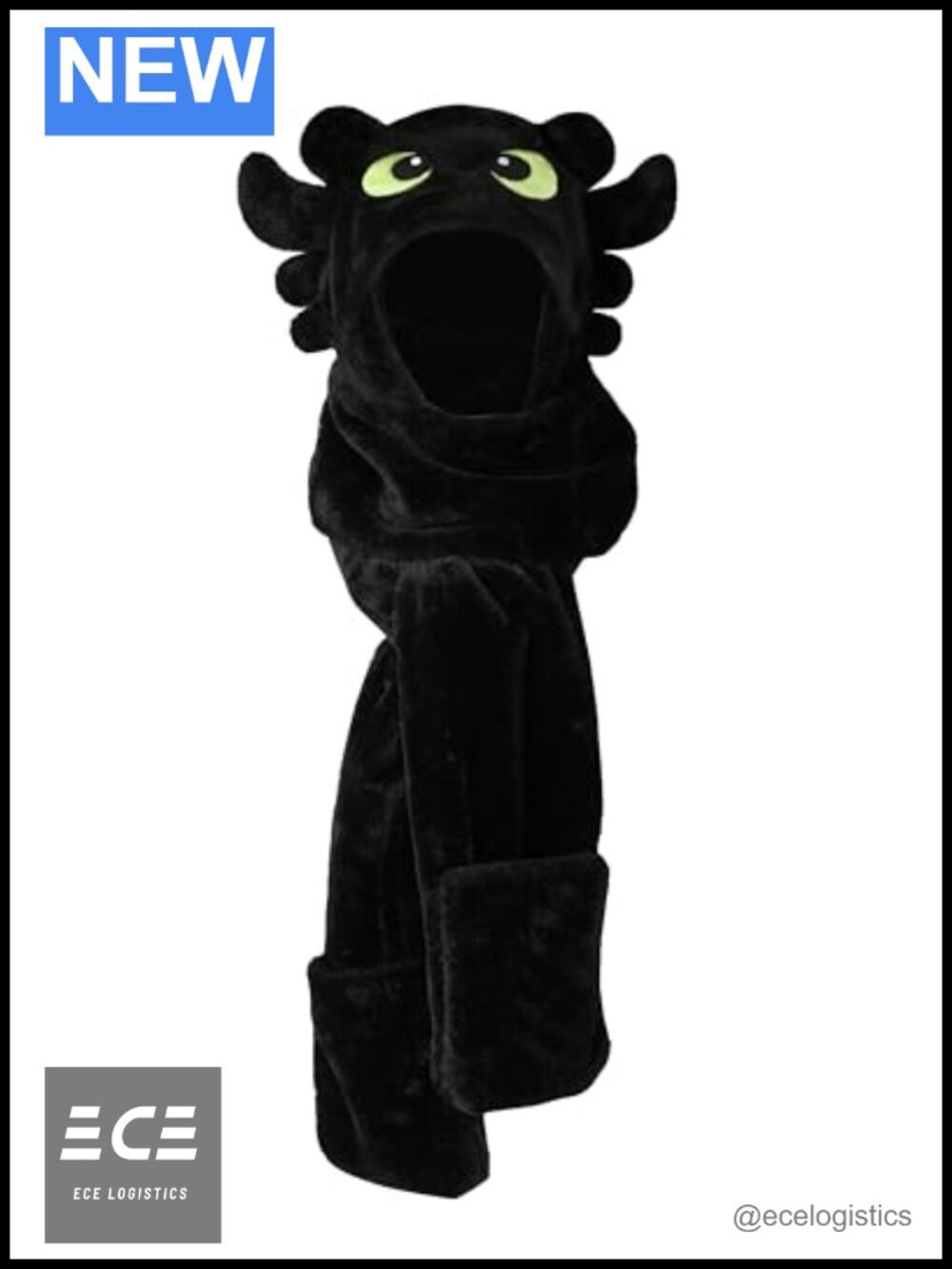 3 in 1 Plush Dragon Hat Scarf Gloves Set Faux Rabbit Fur Cosplay Winter